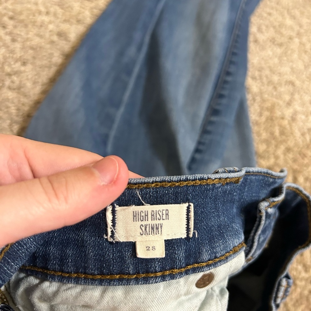 Madewell Distressed Medium Blue High Riser Skinny Jeans Cotton Size 28 Preppy - Picture 7 of 11